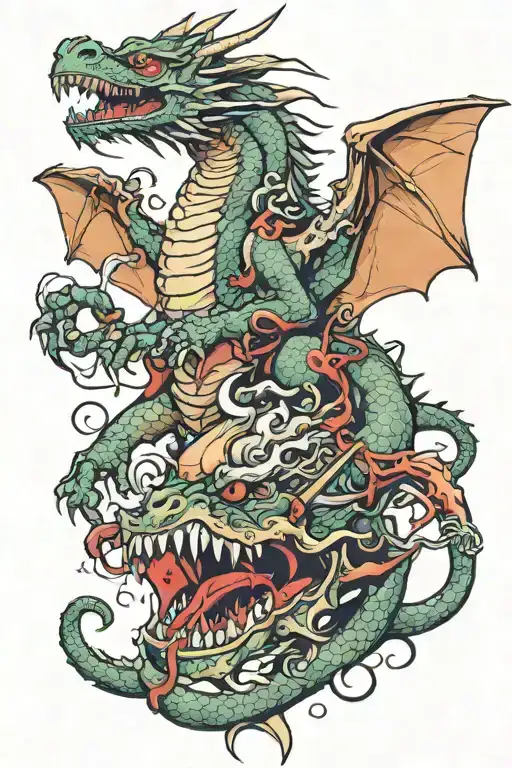 dragon and dentist too much blood tattoo design idea
