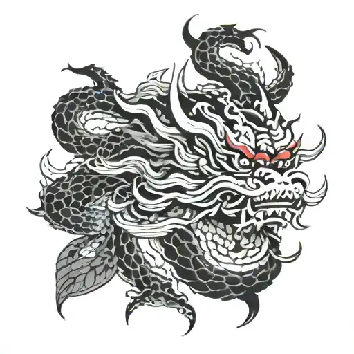japan dragon and only mask tattoo design idea