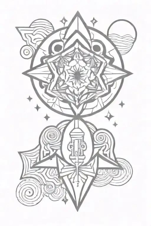 A minimalist tattoo of a psychedelic-inspired design representing mental health awareness tattoo design idea