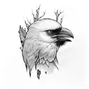 Corvo's silhouette blending into a crow tattoo design idea