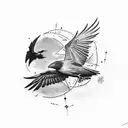 Corvo's silhouette blending into a crow tattoo design idea