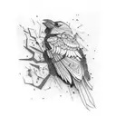 Corvo's silhouette blending into a crow tattoo design idea