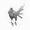 Corvo's silhouette blending into a crow tattoo design idea
