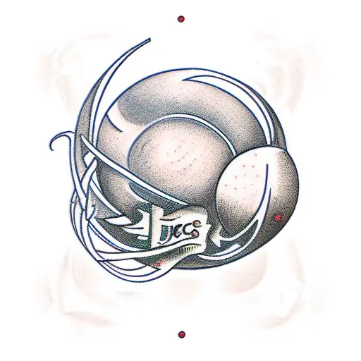 dieces, hourglass and 3 cards arround a ball of volleyball court tattoo design idea