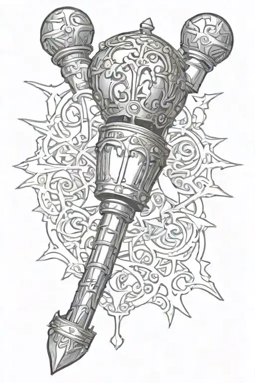 Medival Mace Weapon tattoo design idea