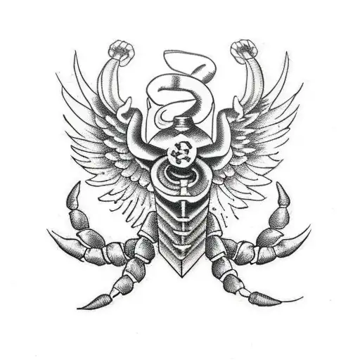 scorpion with angel wings tattoo design idea