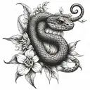 snake flowers tattoo design idea