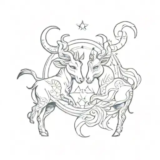 Taurus and Gemini zodiac signs combined together symbolizing tattoo design idea