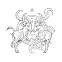 Taurus and Gemini zodiac signs combined together symbolizing tattoo design idea