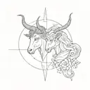 Taurus and Gemini zodiac signs combined together symbolizing tattoo design idea