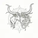Taurus and Gemini zodiac signs combined together symbolizing tattoo design idea