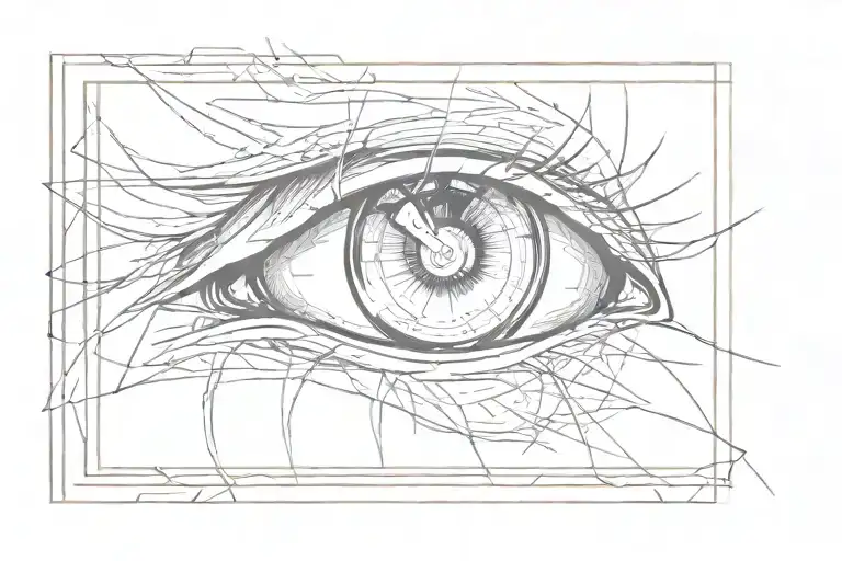 comic book style eyes inside a rectangle  tattoo design idea