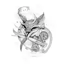 number 25 combined with letters A and M tattoo design idea