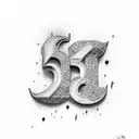 number 25 combined with letters A and M tattoo design idea