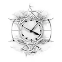dali clock with branches tattoo design idea