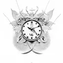 dali clock with branches tattoo design idea