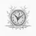 melting clock with branches around it tattoo design idea