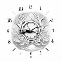 melting clock with branches around it tattoo design idea