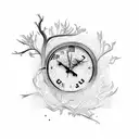 melting clock with branches around it tattoo design idea