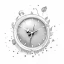 melting clock with branches around it tattoo design idea