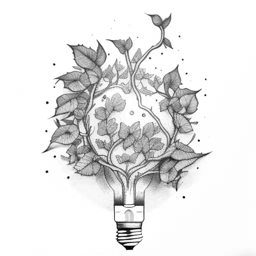 lightbulb ivy plant tattoo design idea