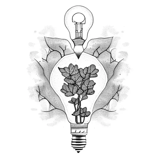 broken lightbulb ivy plant tattoo design idea