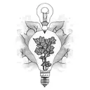 broken lightbulb ivy plant tattoo design idea