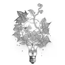 broken lightbulb ivy plant tattoo design idea