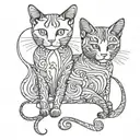 two cat outline intertwined  tattoo design idea