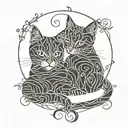 two cat outline intertwined  tattoo design idea