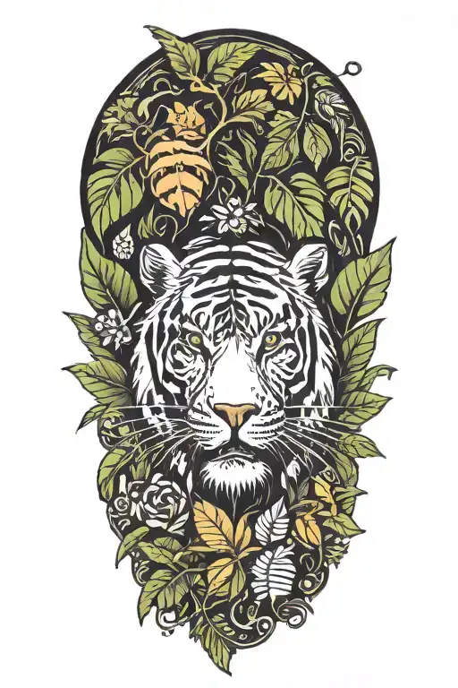 jungle tattooto be used as a background behind existing tattoo tattoo design idea