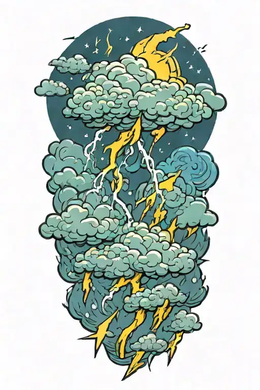 lightning storm clouds tattoo design idea