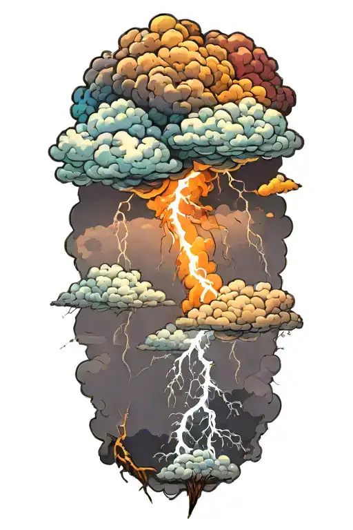 lightning storm clouds tattoo design idea