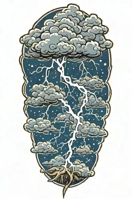 lightning storm clouds tattoo design idea