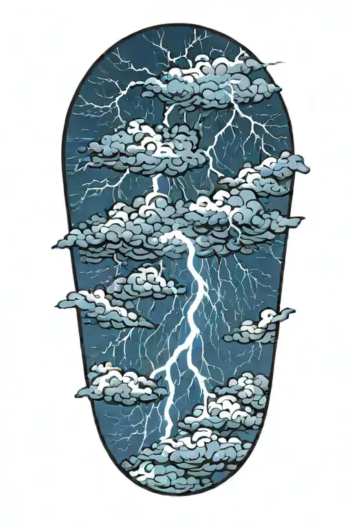 lightning storm clouds tattoo design idea