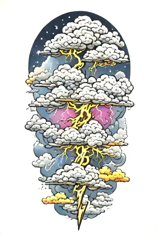 lightning storm clouds tattoo design idea