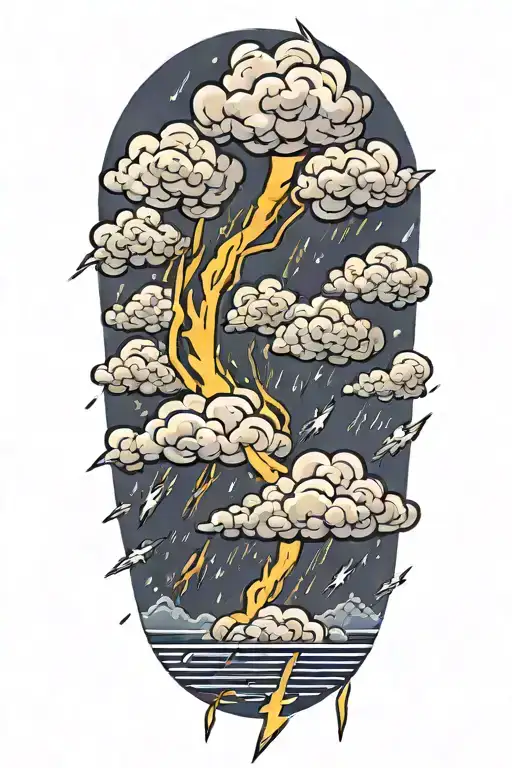 lightning storm clouds tattoo design idea
