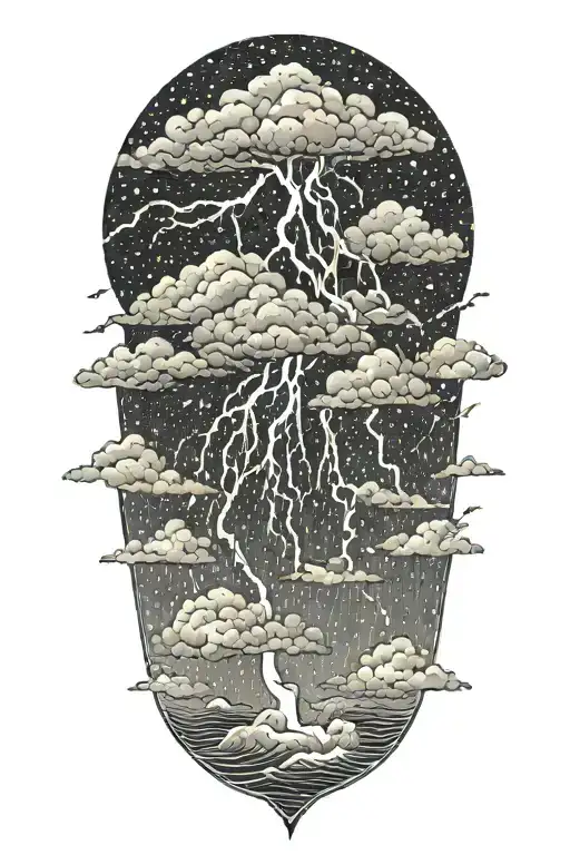lightning storm clouds tattoo design idea