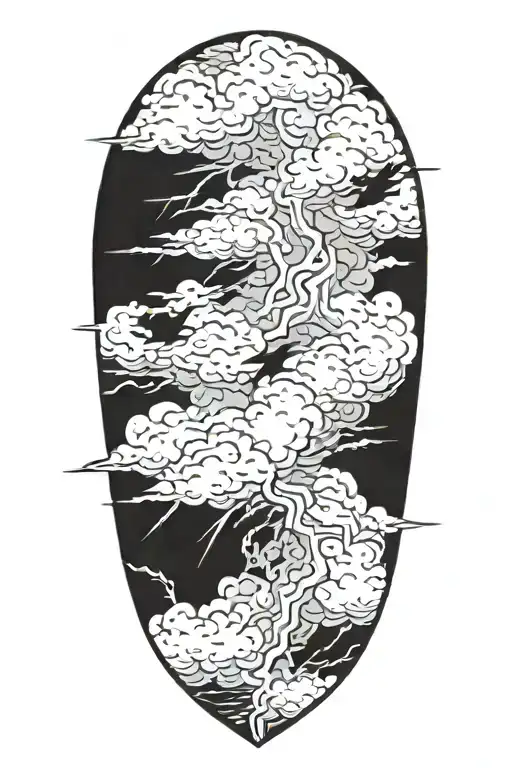 lightning storm clouds tattoo design idea