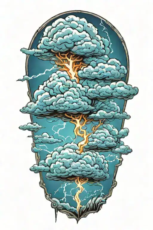 lightning storm clouds tattoo design idea