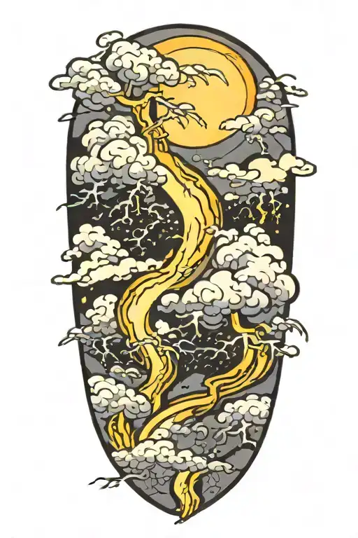 lightning storm clouds tattoo design idea