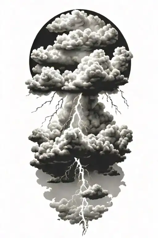 lightning storm clouds tattoo design idea
