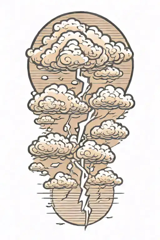 lightning storm clouds tattoo design idea