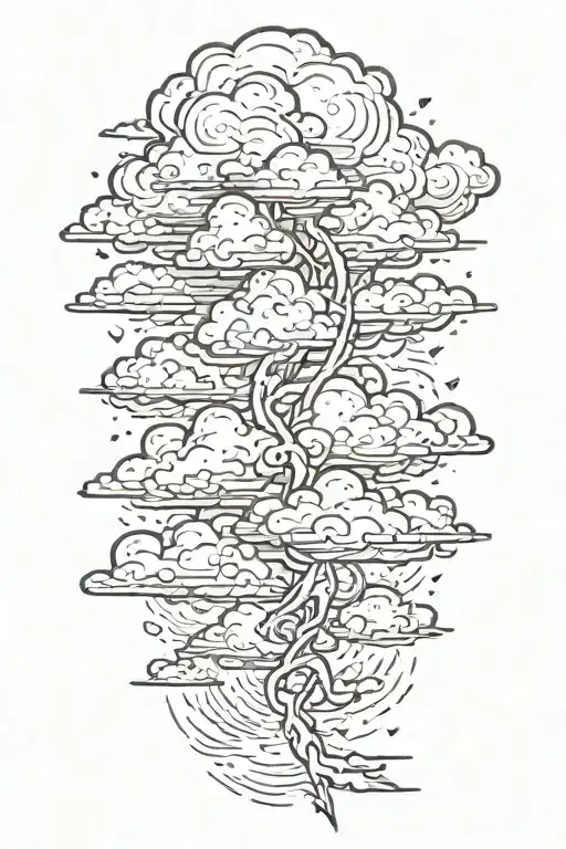 lightning storm clouds tattoo design idea