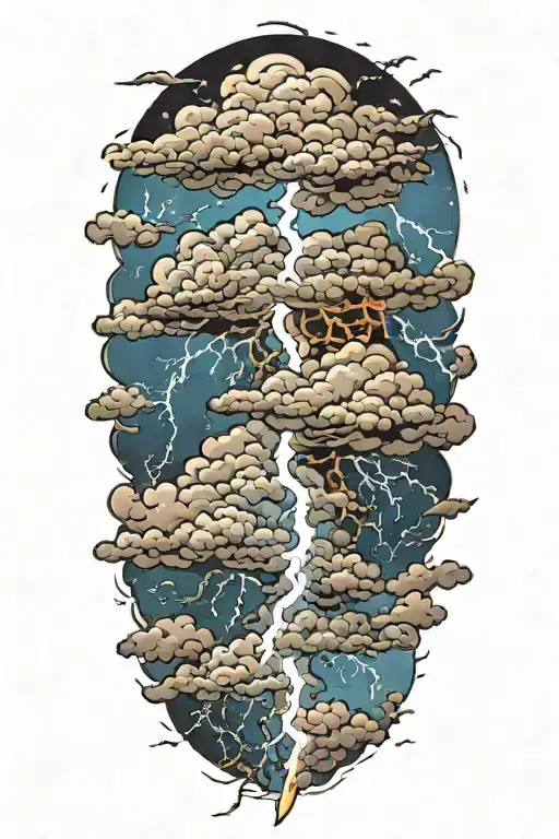 lightning storm clouds tattoo design idea