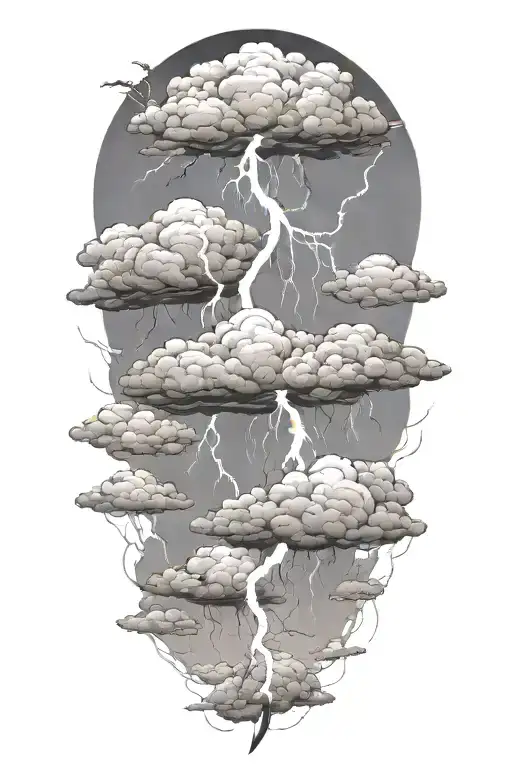 lightning storm clouds tattoo design idea
