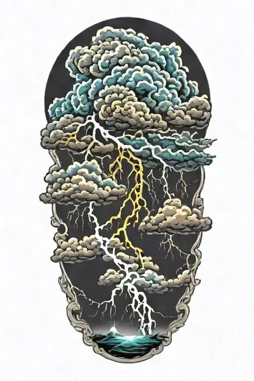 lightning storm clouds tattoo design idea