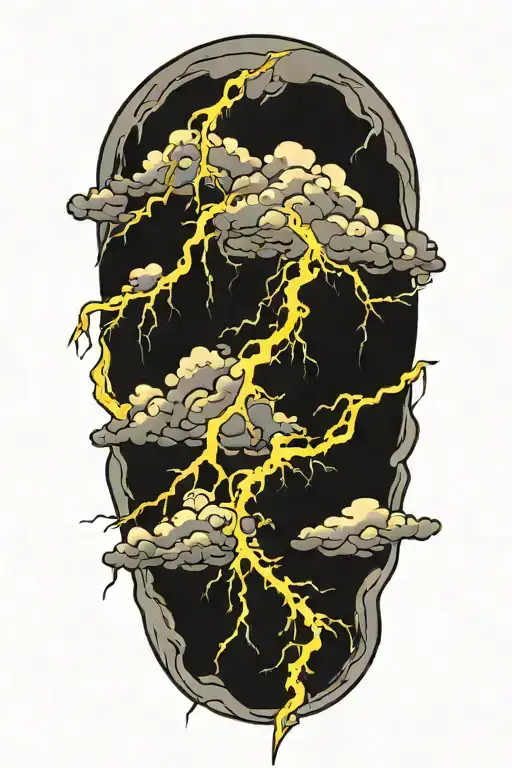 lightning storm clouds tattoo design idea