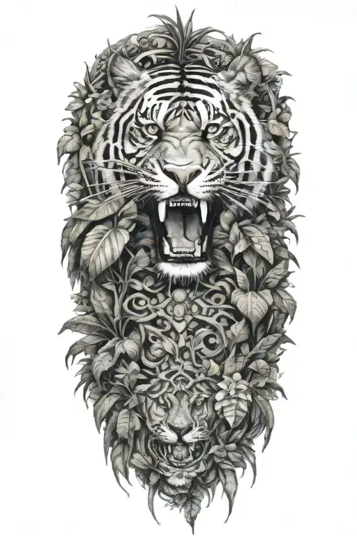 jungle tattooto be used as a background behind existing tattoo tattoo design idea