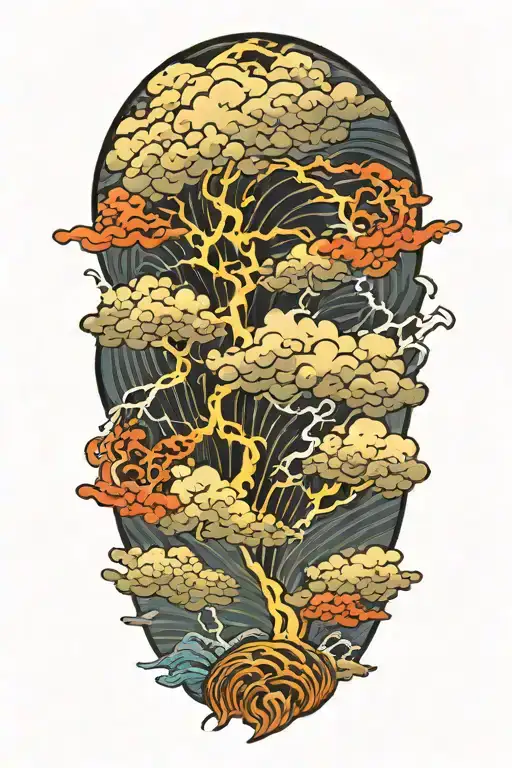 lightning storm clouds tattoo design idea